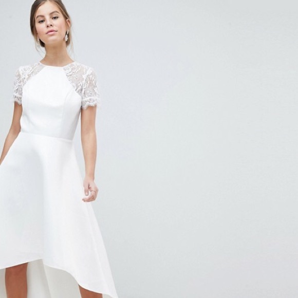 Chi Chi London Dresses & Skirts - White high-low dress with lace